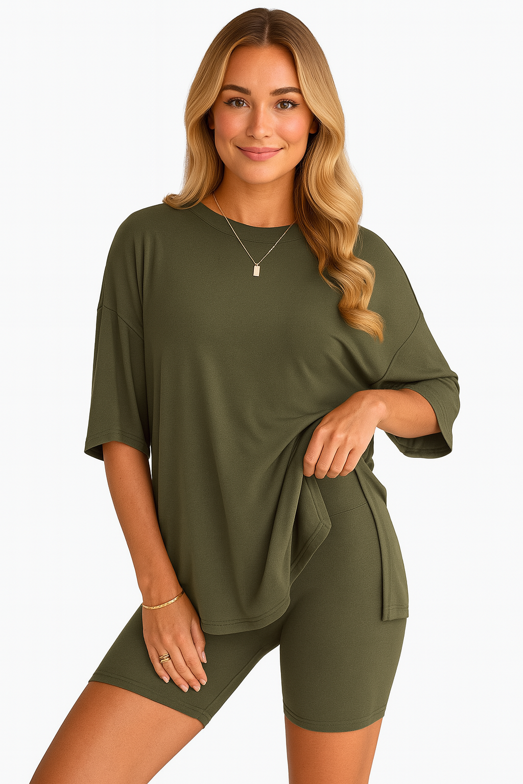CozyFlex™ Soft Tee & Flattering Shorts Two-Piece Set