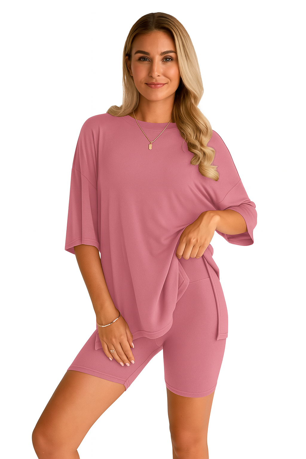 CozyFlex™ Soft Tee & Flattering Shorts Two-Piece Set
