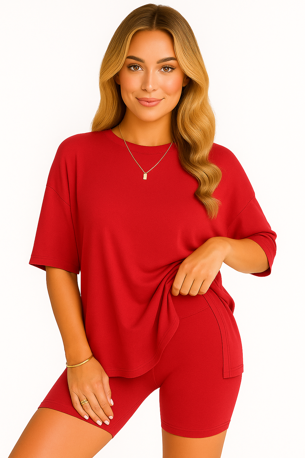 CozyFlex™ Soft Tee & Flattering Shorts Two-Piece Set