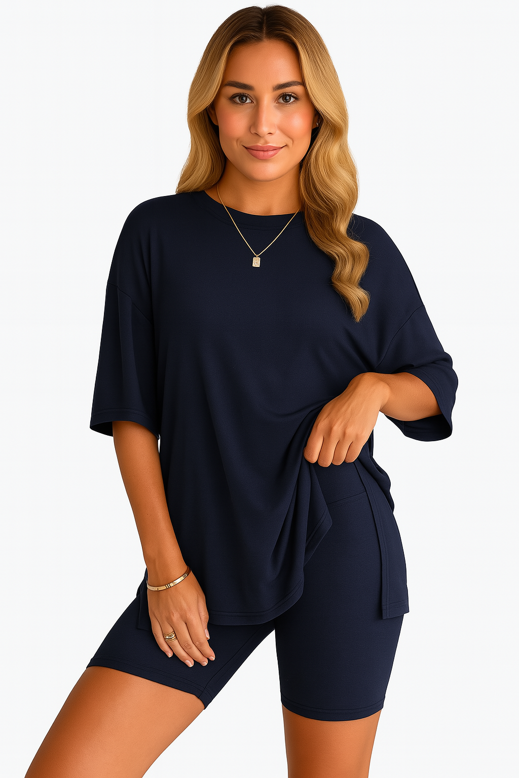 CozyFlex™ Soft Tee & Flattering Shorts Two-Piece Set