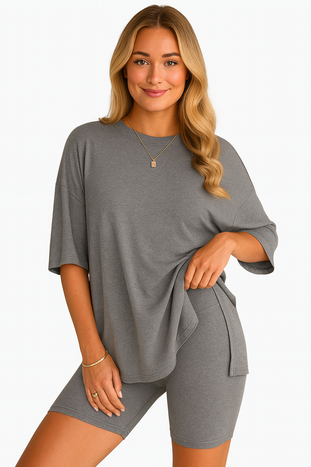 CozyFlex™ Soft Tee & Flattering Shorts Two-Piece Set