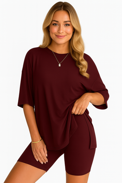 CozyFlex™ Soft Tee & Flattering Shorts Two-Piece Set