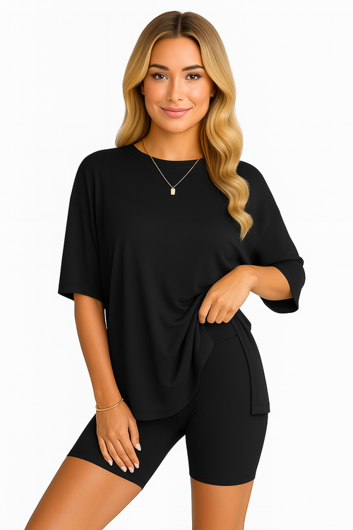 CozyFlex™ Soft Tee & Flattering Shorts Two-Piece Set