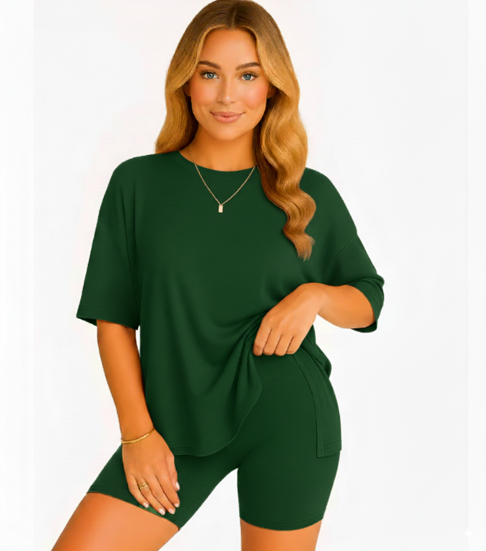 CozyFlex™ Soft Tee & Flattering Shorts Two-Piece Set